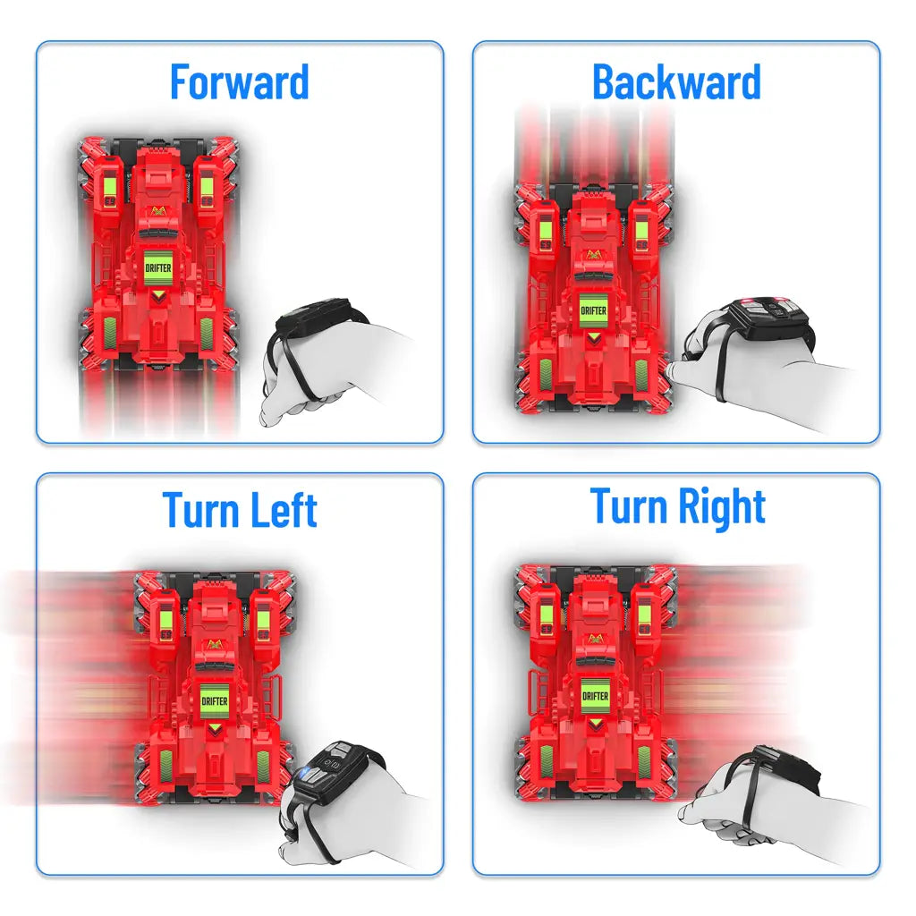 MIRANA DRIFTER 360 ROTATING MUSICAL TOY CAR, SCALE 1:20 1.5* HIGH SPEED BOOST, 2000 MAH C-TYPE USB RACHARGEABLE BATTERY (RED)