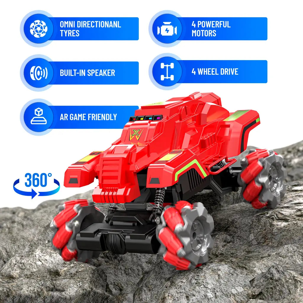 MIRANA DRIFTER 360 ROTATING MUSICAL TOY CAR, SCALE 1:20 1.5* HIGH SPEED BOOST, 2000 MAH C-TYPE USB RACHARGEABLE BATTERY (RED)
