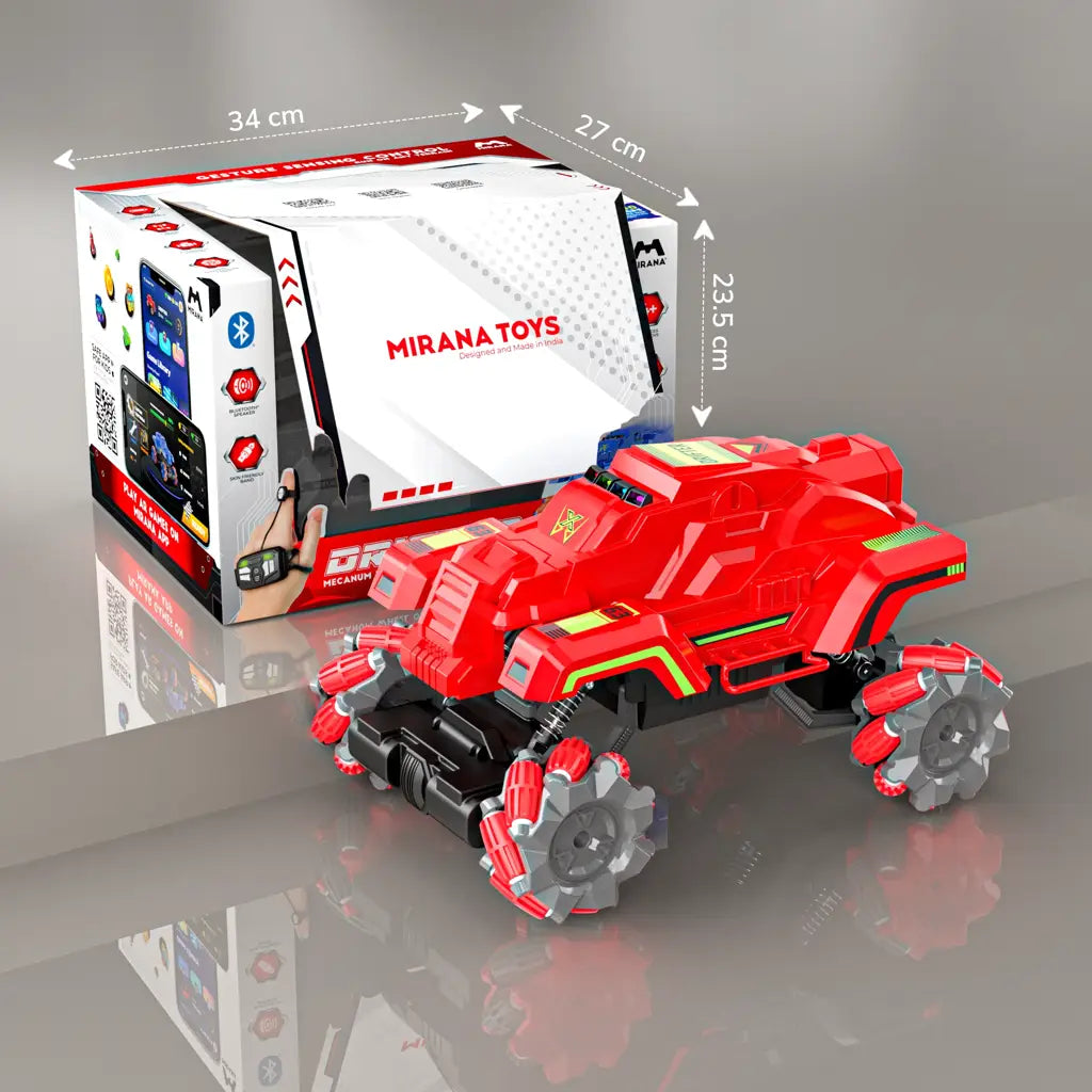 MIRANA DRIFTER 360 ROTATING MUSICAL TOY CAR, SCALE 1:20 1.5* HIGH SPEED BOOST, 2000 MAH C-TYPE USB RACHARGEABLE BATTERY (RED)