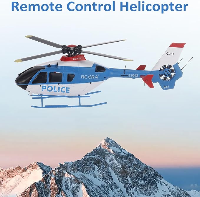 RC Helicopter RC ERA C123 EC135 Scaled 1:36 6CH 6-Axis Altitude Hold Optical Flow Positioning Version(BLUE)